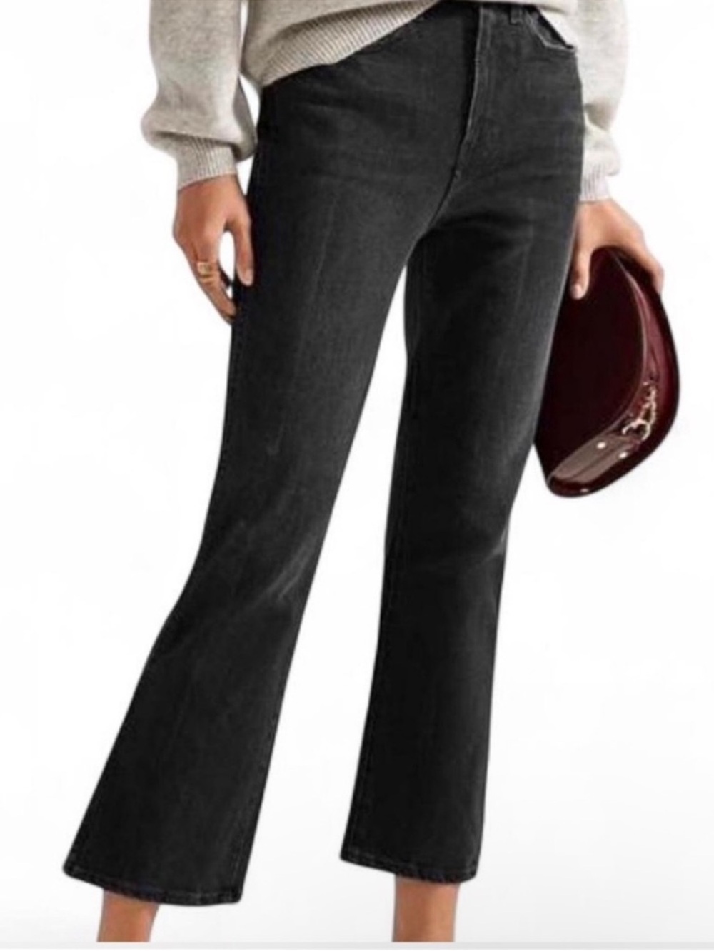 Khaite Benny Straight Leg Jeans Black Crop Ankle - Picture 2 of 7